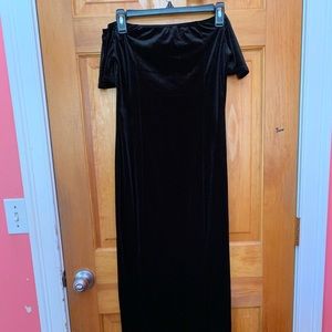 Black Velvet Dress with Leg Slit